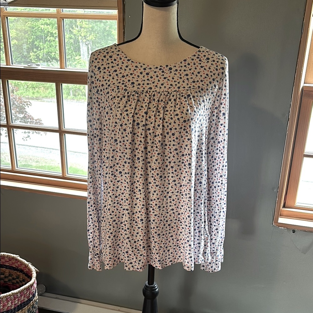 Boden Cream Blouse with Subtle Dots
